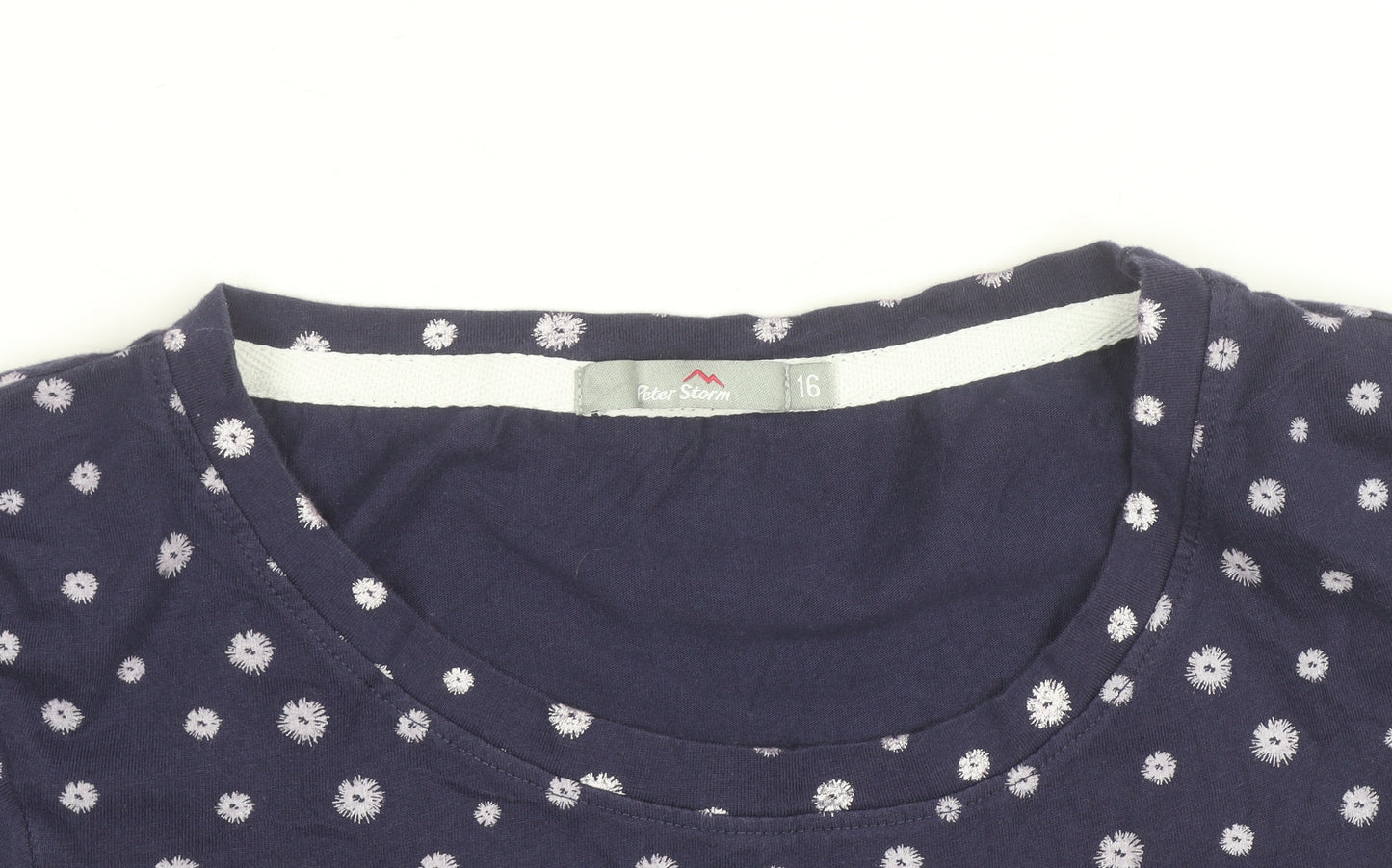 Peter Storm Women's Blue Striped Cotton Crew Neck T-Shirt Size 16