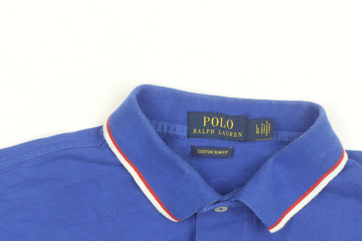 Ralph Lauren Men's Blue Custom Slim Fit Polo Shirt Size L