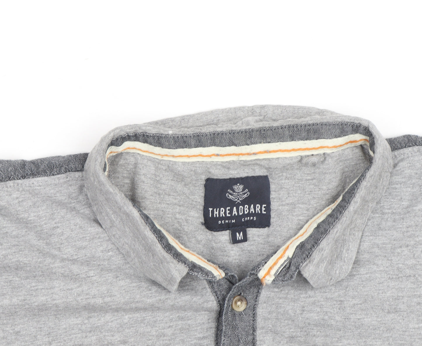 Threadbare Men's Grey Short Sleeve Collared Polo Shirt Size M