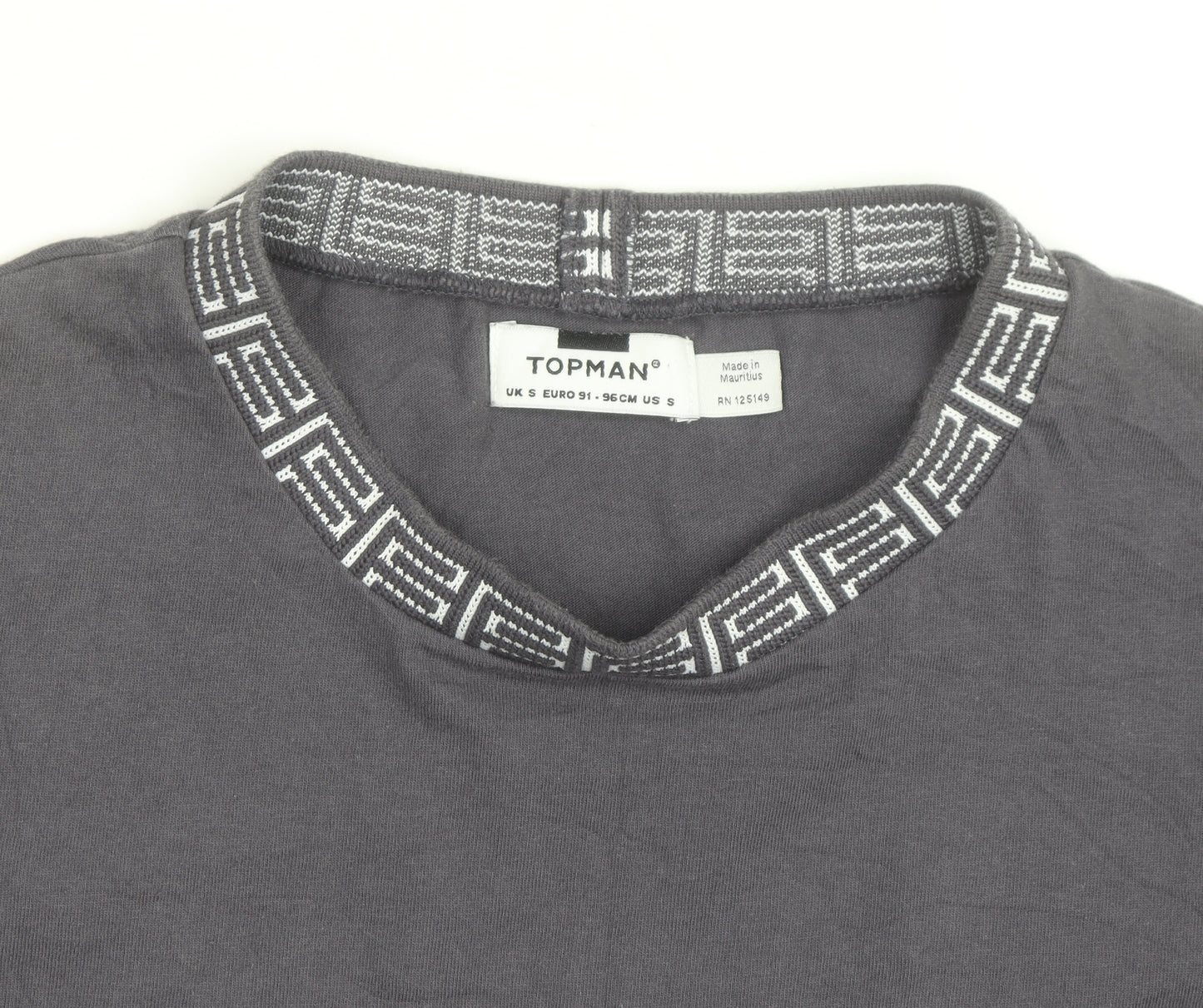 Topman Men's Grey Cotton Crew Neck Short Sleeve Regular Fit T-Shirt Size S