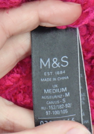 Marks and Spencer Women’s Pink Roll Neck Chunky Knit Jumper Size M
