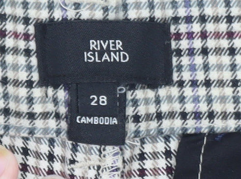 River Island Men's Grey Check Chino Shorts Size 28 Regular Fit