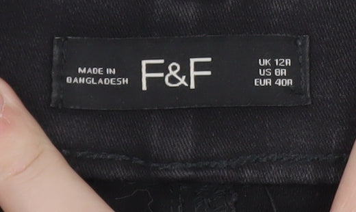 F&F Women's Black Skinny Stretch Jeans UK 12 Regular