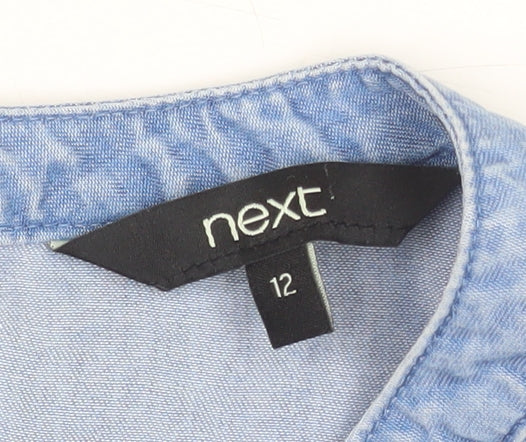 Next Women Blue Lyocell 3/4 Sleeve Tunic Blouse Size 12