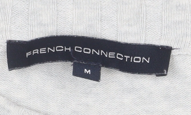 French Connection Womens Grey White Cotton Jumper M Bow Detail