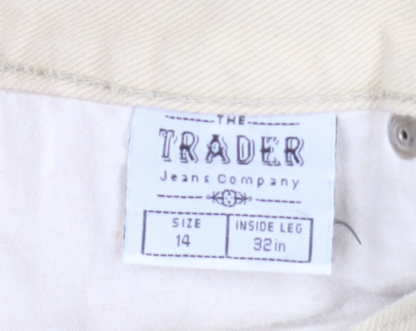 The Trader Jeans Company Women’s Beige Straight Leg Cotton Jeans Size 14