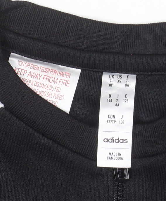 adidas Boys Black 7-8 Years Long Sleeve 1/4 Zip AEROREADY Training Top