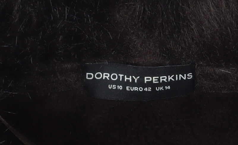 Dorothy Perkins Women's Brown Faux Fur Collar Jacket Size 14