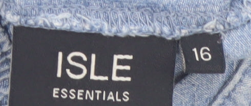 Isle Essentials Women’s Blue Cotton Cropped Trousers Size 16