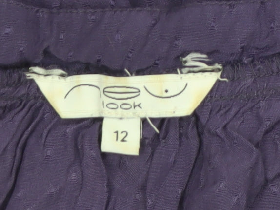 New Look Women’s Purple Viscose Tunic Blouse Size 12 Short Sleeve
