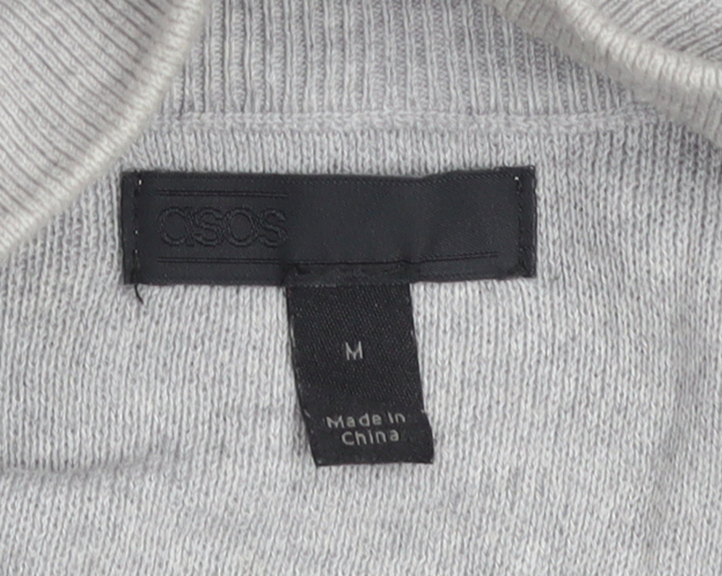 ASOS Men’s Grey High Neck 1/2 Zip Knit Jumper Size M