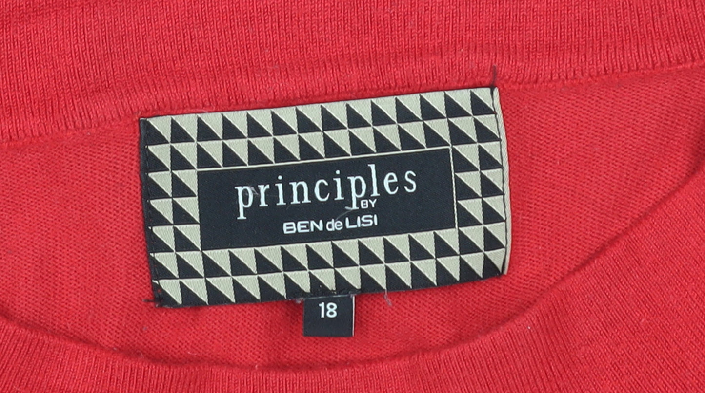 Principles by Ben de Lisi Women's Red Short Sleeve Cotton Jumper Size 18