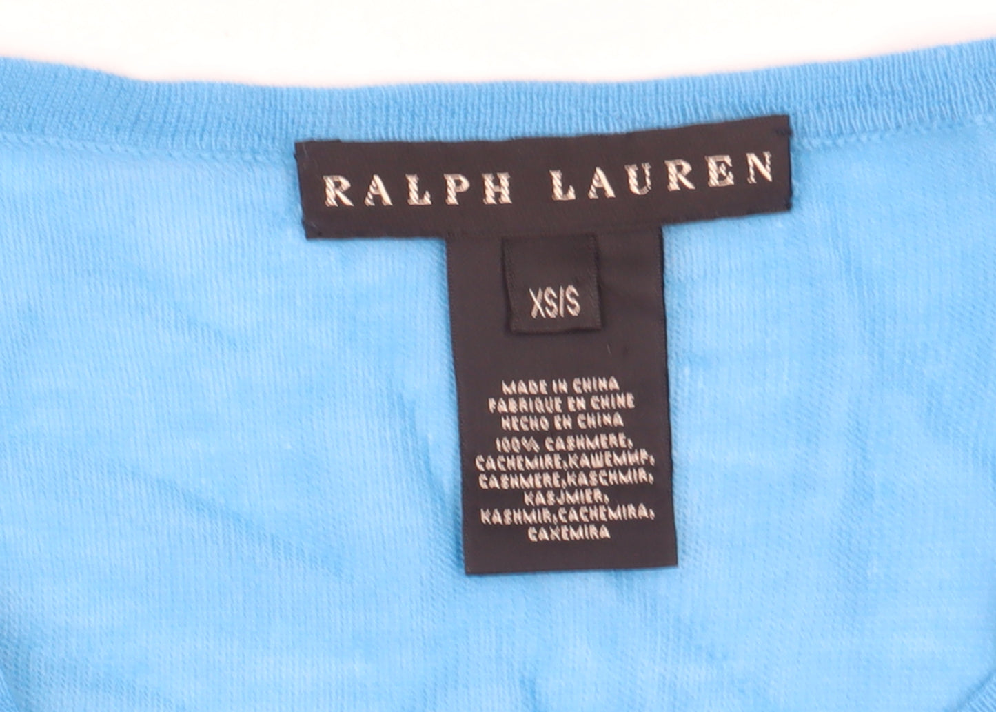 Ralph Lauren Women's Blue 100% Cashmere V-Neck Relaxed Jumper XS
