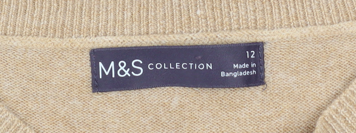 Marks and Spencer Women’s Beige Wool Cashmere Crew Neck Jumper Size 12