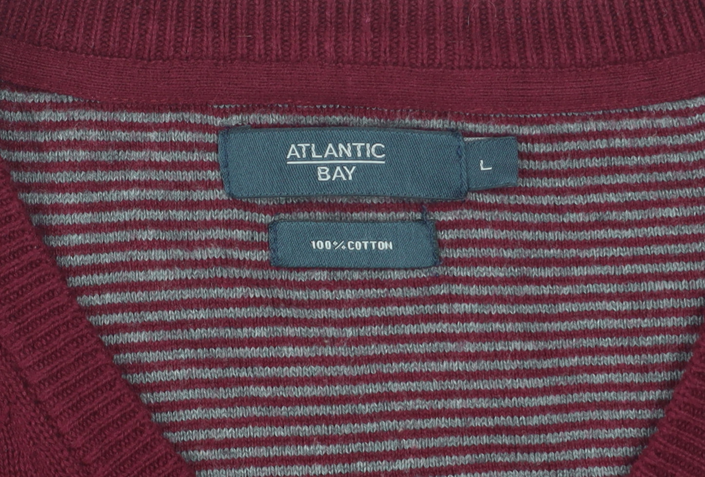 Atlantic Bay Men's Red Cotton V-Neck Sleeveless Jumper Vest L