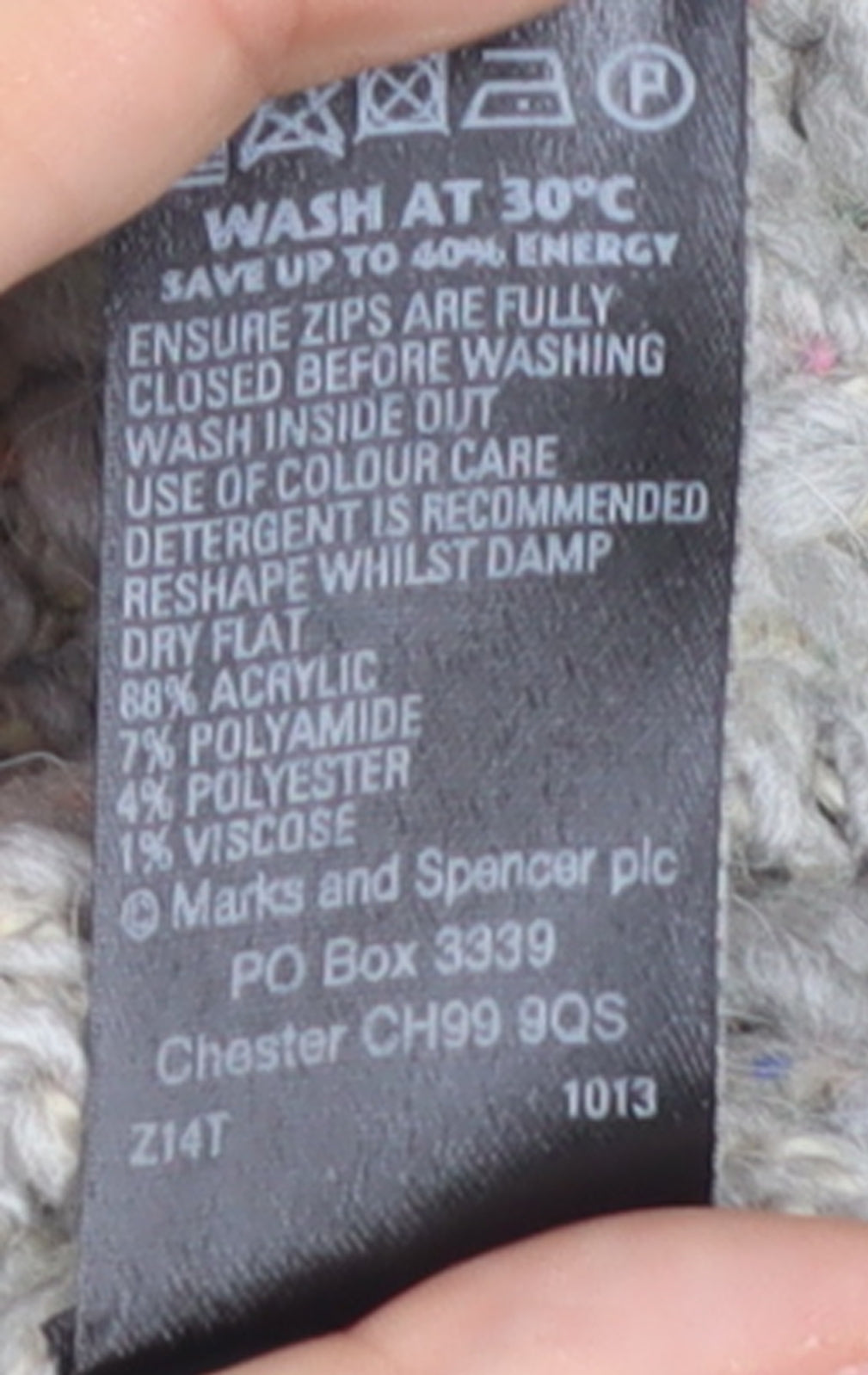 Marks and Spencer Women's Grey Cable-Knit Full Zip Jumper UK 14