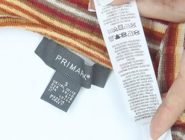Primark Women’s Multicoloured Striped Wrap Blouse S Long Sleeve