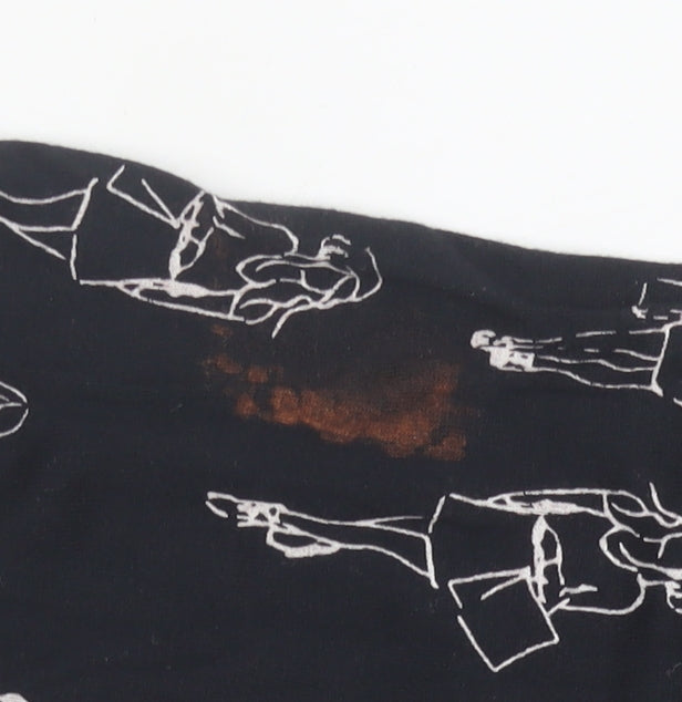 Tu Womens Black Art Print 3/4 Sleeve Jersey Top Size 14