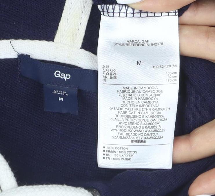 Gap Men's Blue Full Zip Hoodie Size M Cotton Casual Sweatshirt