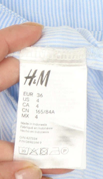 H&M Divided Women's Blue Sleeveless Button-Up Shirt Size 8