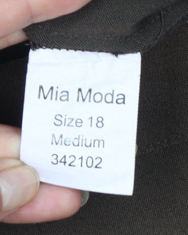 Mia Moda Women's Brown Size 18 Straight Leg Trousers