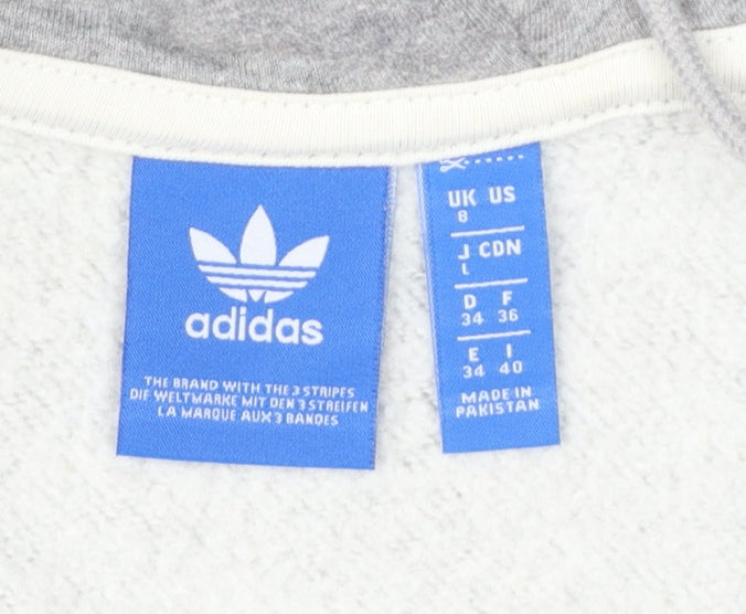 Adidas Womens Grey Full Zip Hoodie UK 8 Hooded Sweatshirt