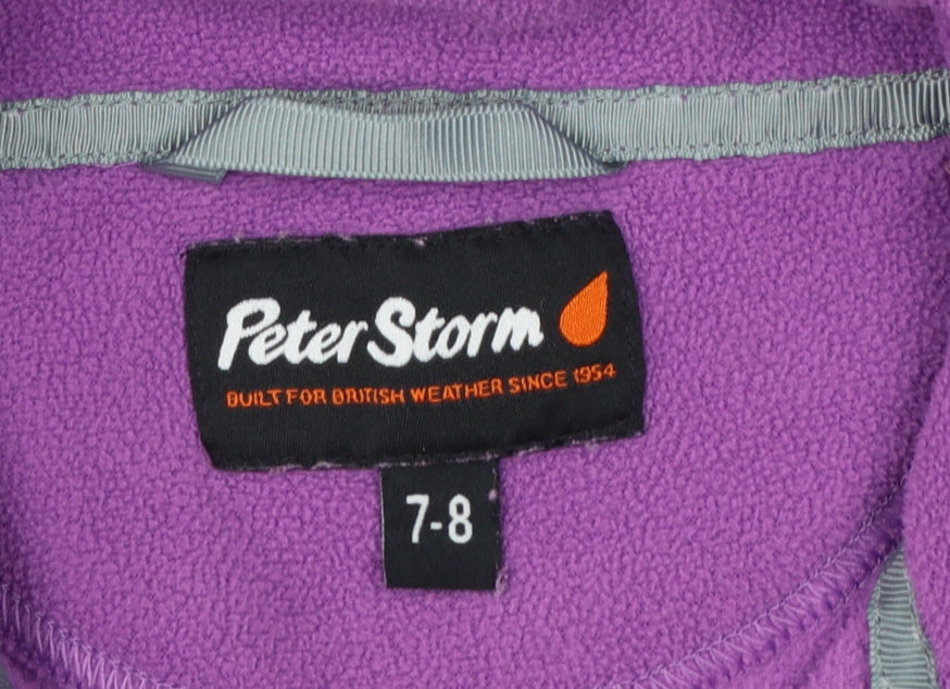 Peter Storm Girls Purple Fleece 1/4 Zip Pullover Sweatshirt 7-8 Years