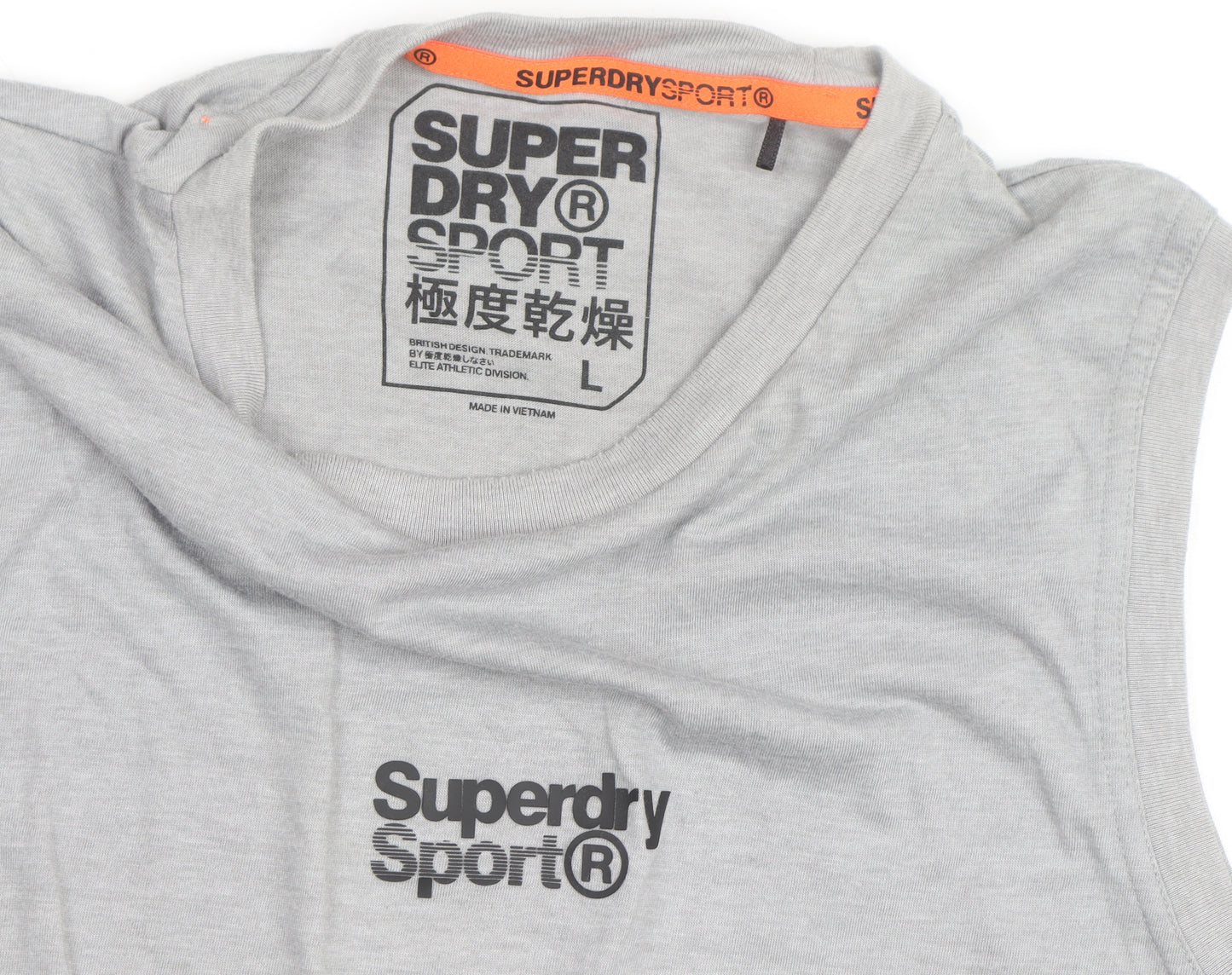 Superdry Sport Men's Grey Sleeveless Crew Neck T-Shirt L