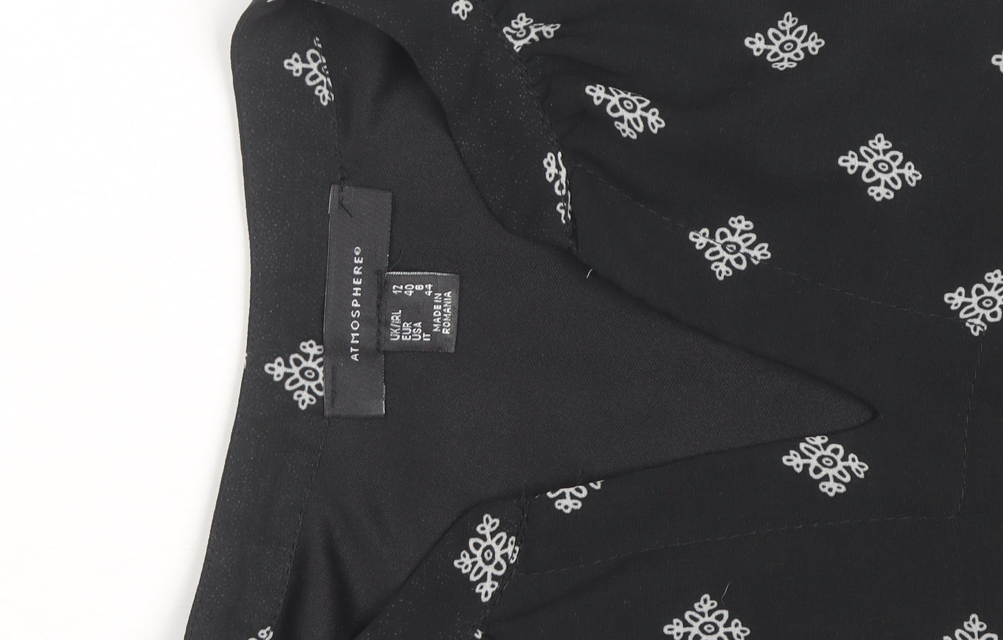 Atmosphere Women Black Viscose Sleeveless Shift Dress Size 12