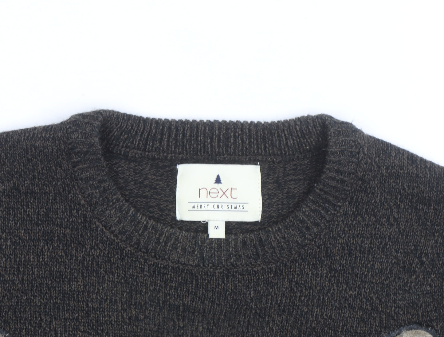 Next Men's Brown Reindeer Christmas Jumper M Crew Neck Pullover