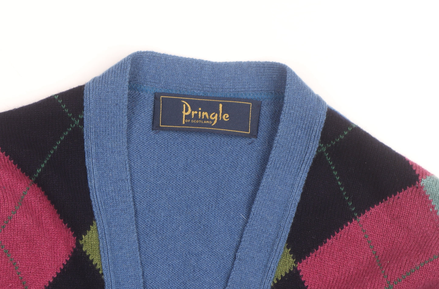 Pringle of Scotland Men's Multicoloured Wool Argyle Sleeveless Vest M
