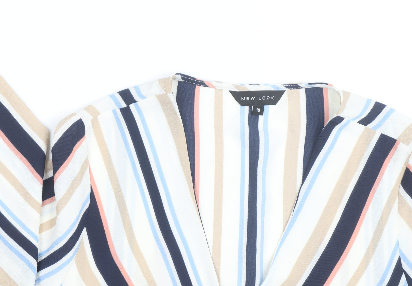 New Look Women’s Multicoloured Striped Wrap Blouse Size 10