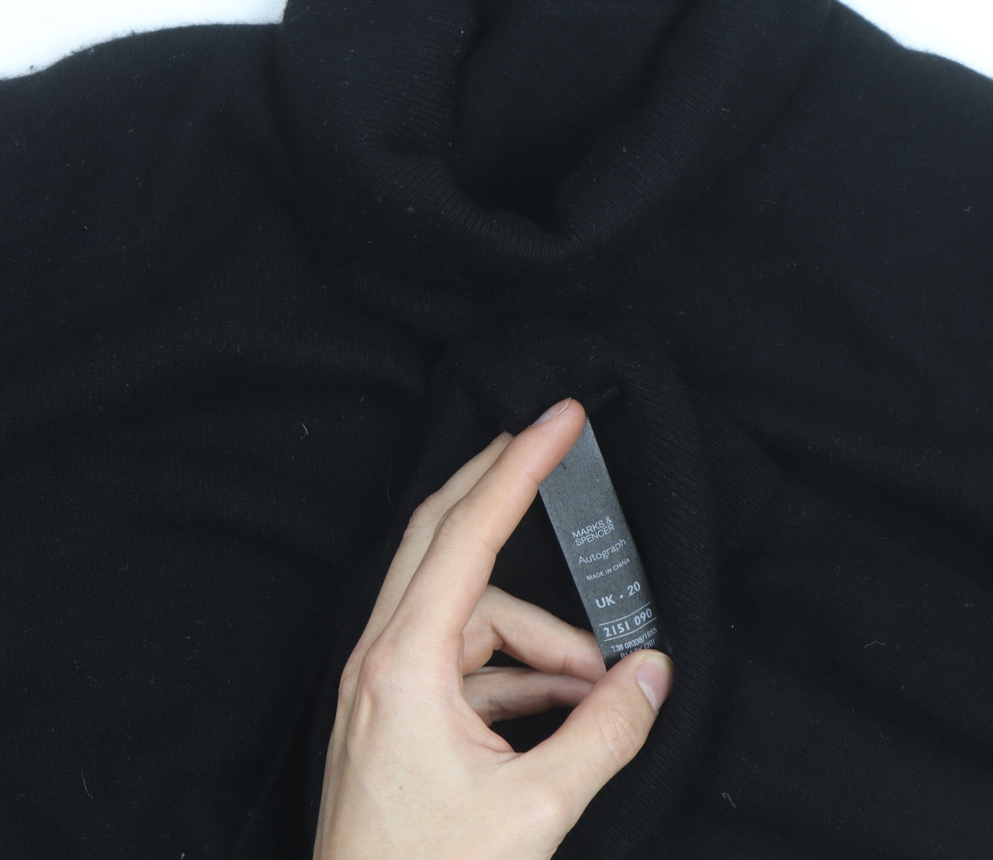 Marks and Spencer Women’s Black Roll Neck Cashmere Jumper Size 20