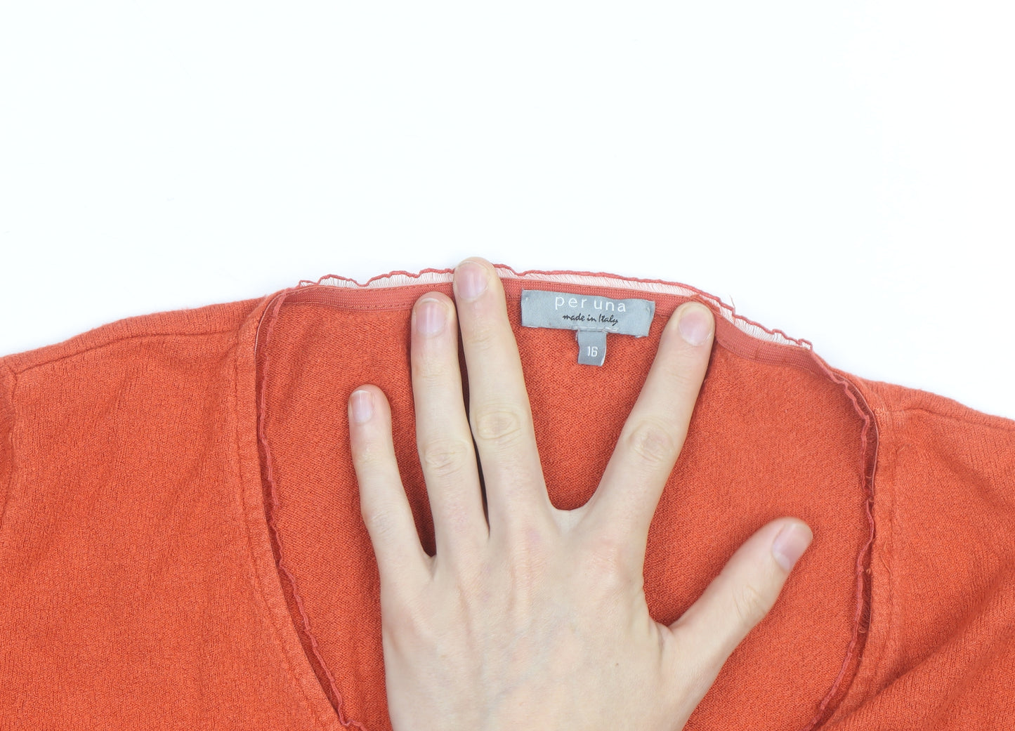 Per Una Women Orange V-Neck Long Sleeve Jumper Size 16