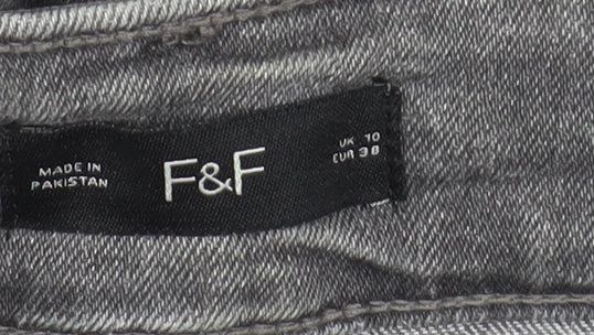 F&F Women’s Grey Skinny Stretch Jeans UK 10 Slim Fit Denim