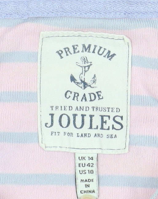 Joules Womens Pink Striped Long Sleeve Cotton Jersey T-Shirt UK14