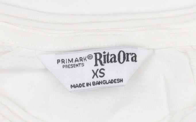 Primark Women’s White XS Graphic Peaches Cotton T-Shirt