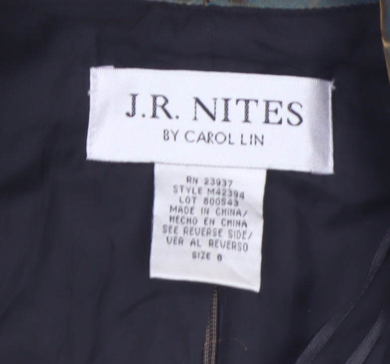 J.R. Nites by Carol Lin Women's Green Gold Blazer Size 10 Satin Finish