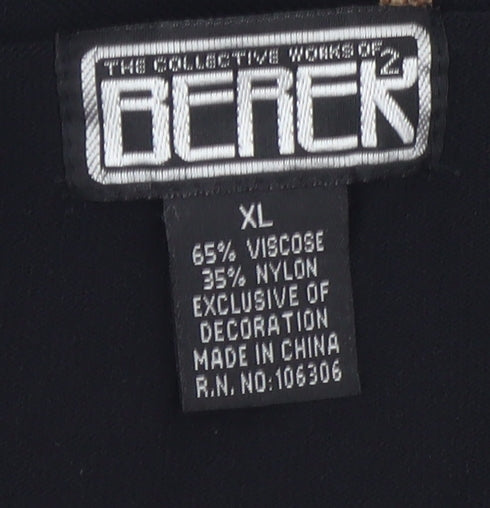 The Collective Works of Becher Womens Black XL Abstract 3/4 Sleeve Blouse
