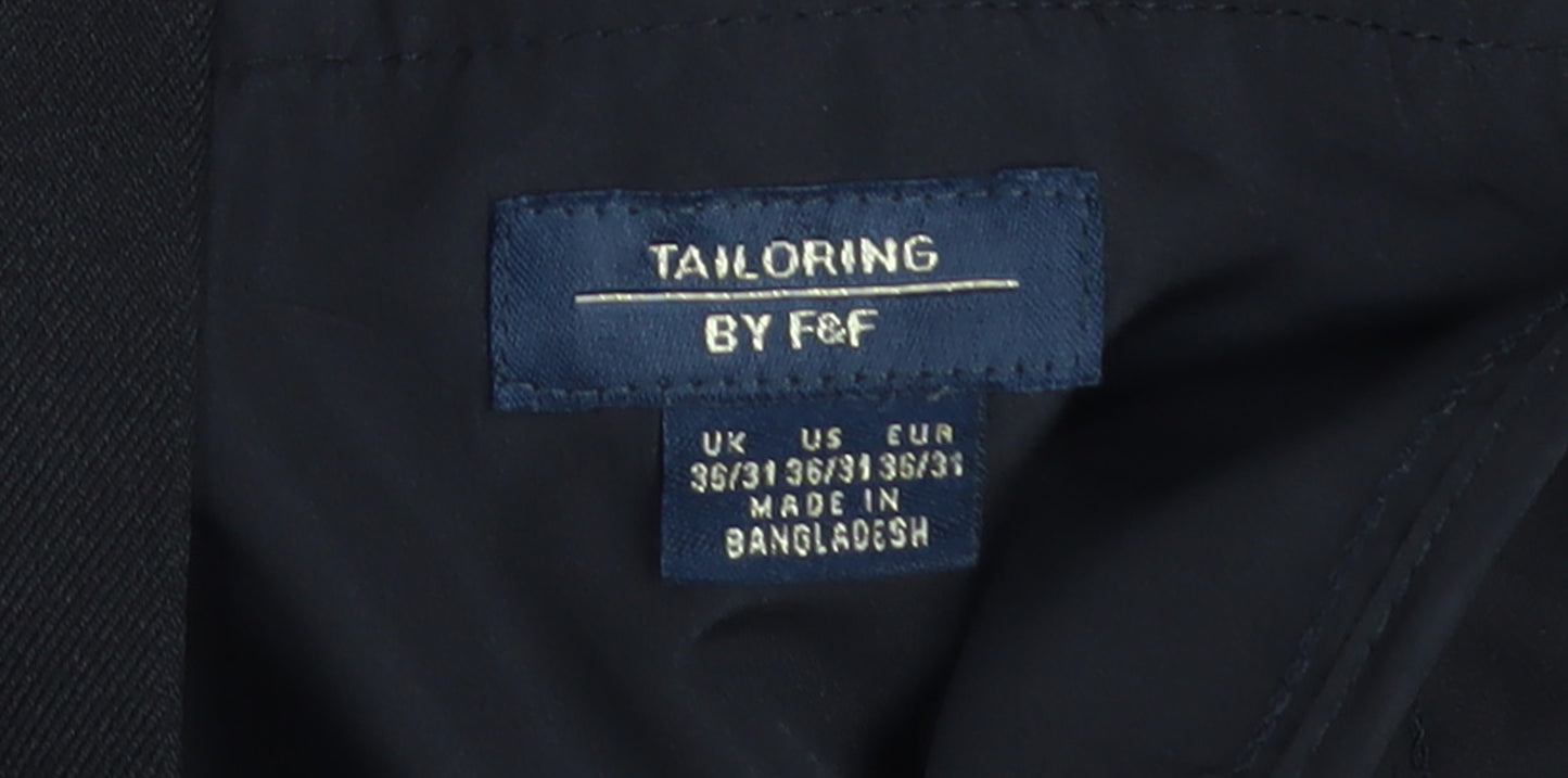 F&F Men’s Black Tailoring Dress Pants Regular Fit 35W 31L
