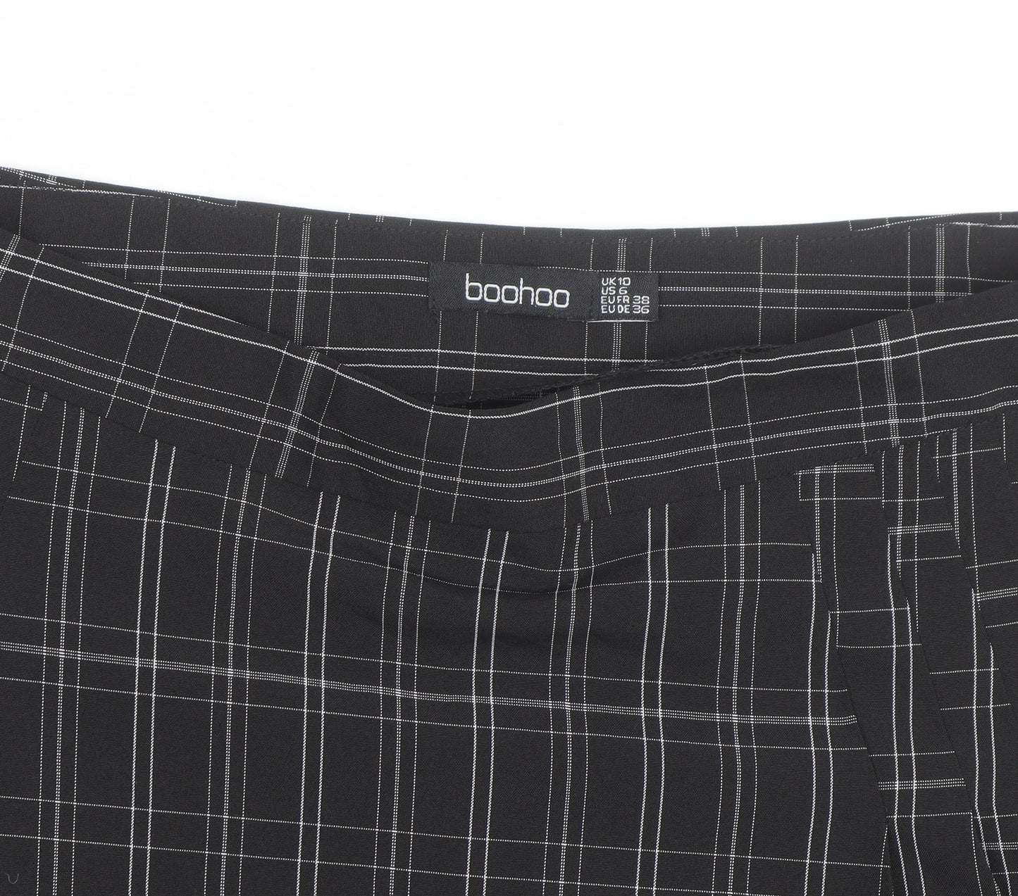 Boohoo Women's Black Check Pleated Mini Skirt Size 10