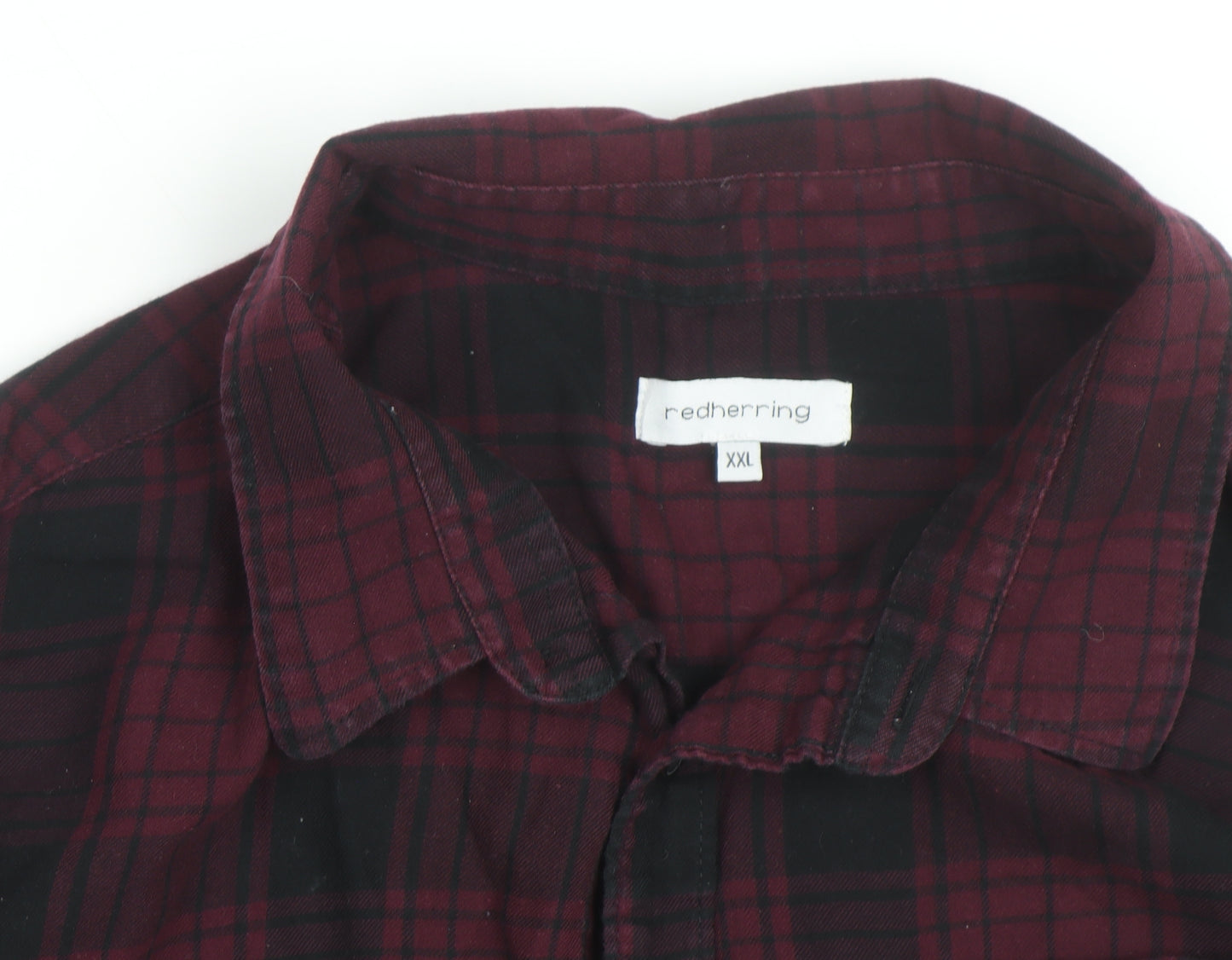 Red Herring Men's Red Black Plaid Flannel Shirt 2XL Regular Fit
