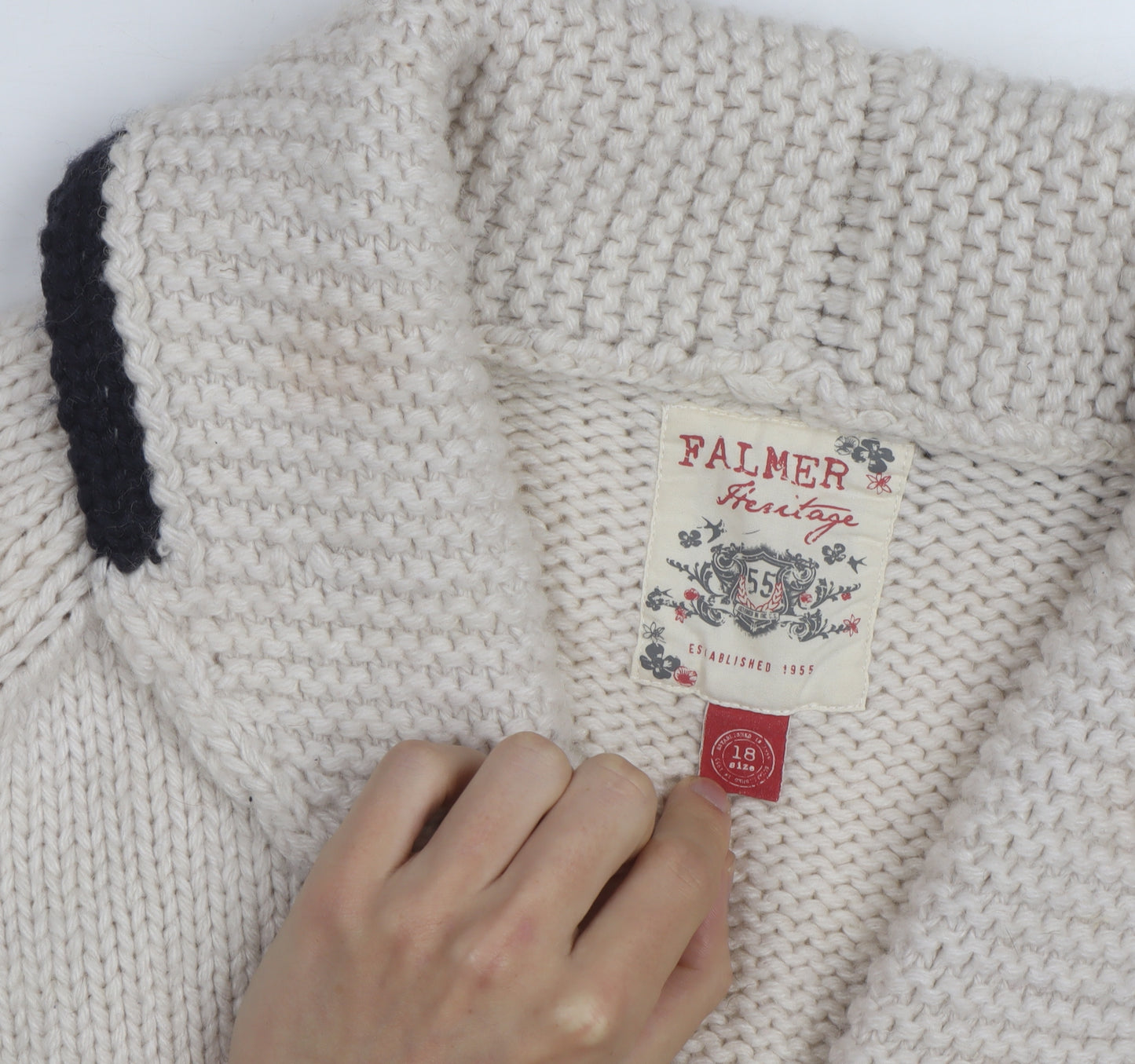 Falmer Heritage Women's Beige Chunky Knit Cardigan Size 18 Reindeer Winter Jumper