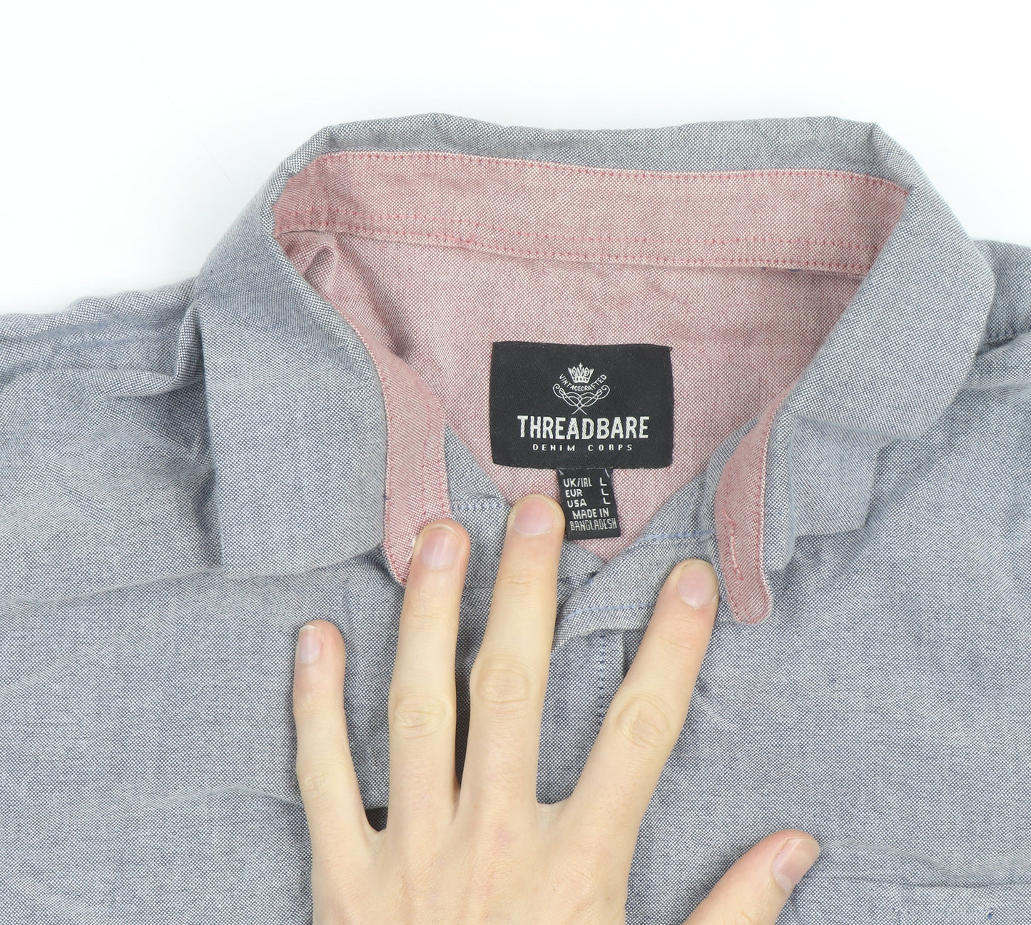 Threadbare Women’s Blue Chambray Short Sleeve Button-Up Shirt L