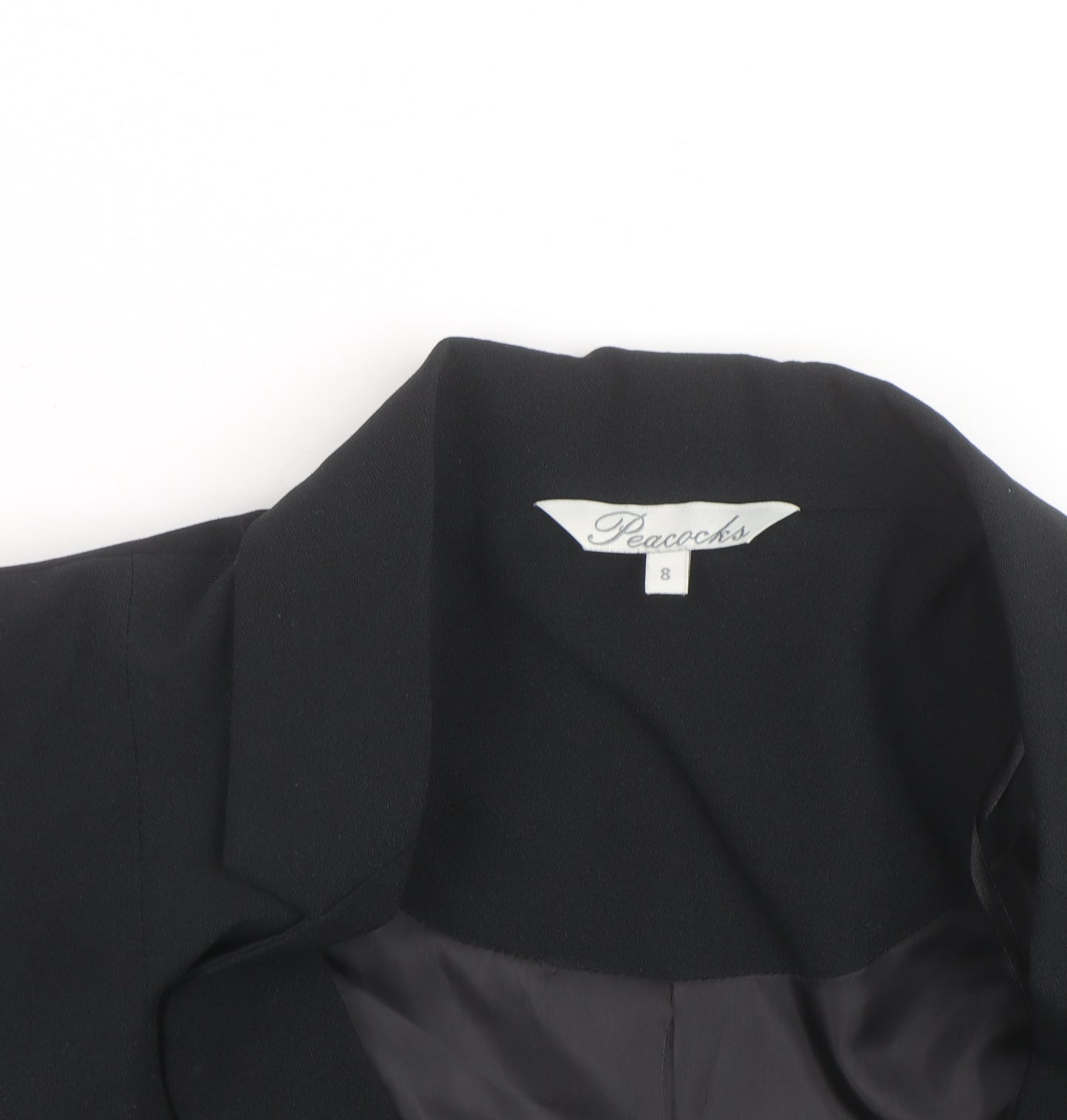 Peacocks Women's Black Size 8 Single-Breasted 3/4 Sleeve Blazer