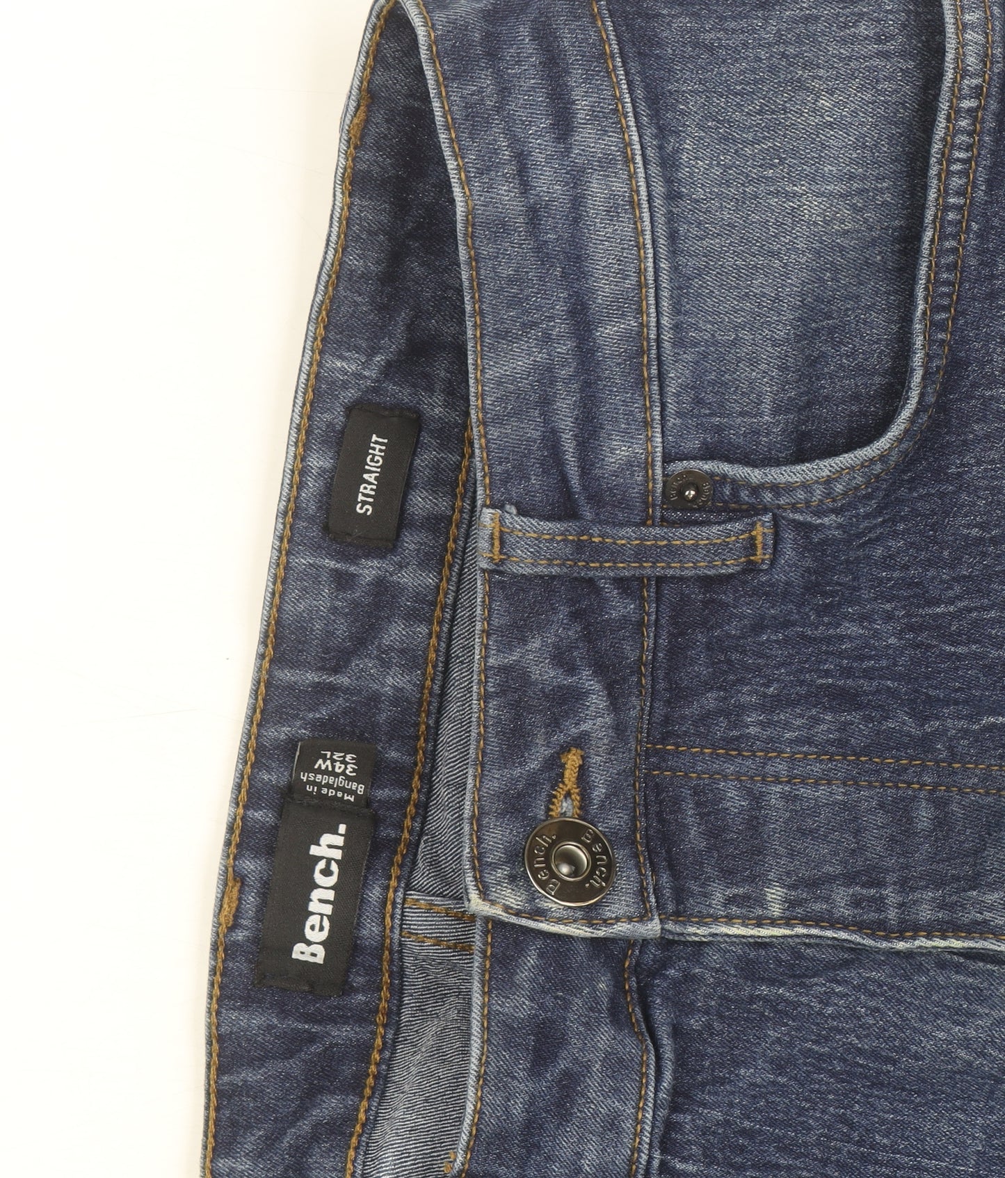 Bench Men's Blue Straight Fit Denim Jeans 34W 32L Classic Style