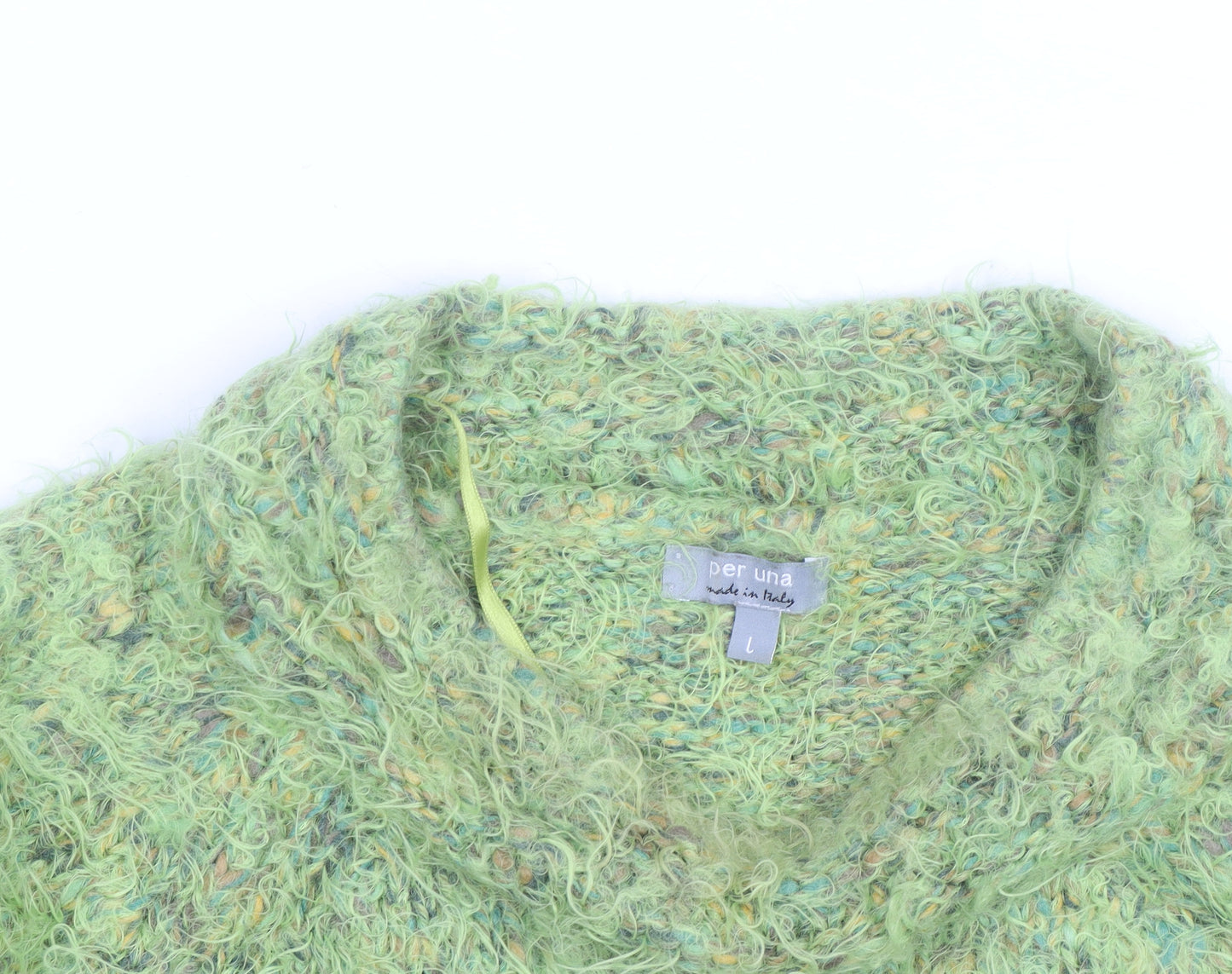 Marks and Spencer Women Green L Chunky-Knit Mohair Wool Jumper