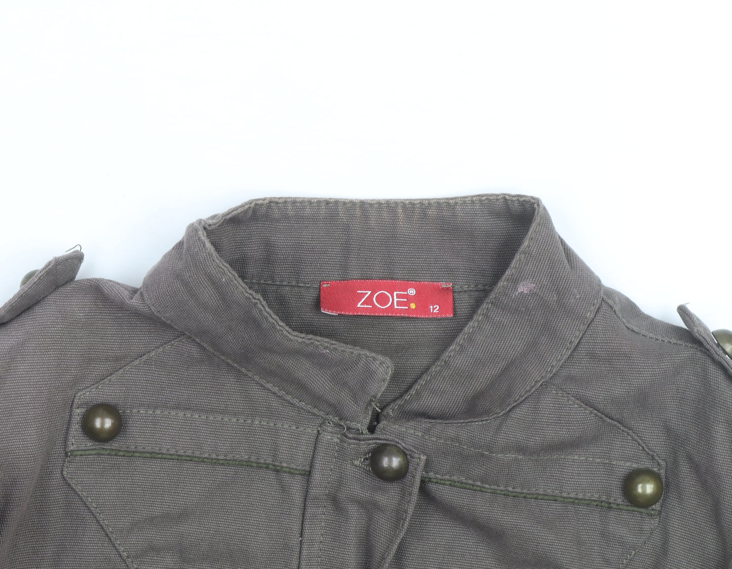 Zoe Women’s Brown Military Jacket Size 12 Cotton Buttoned