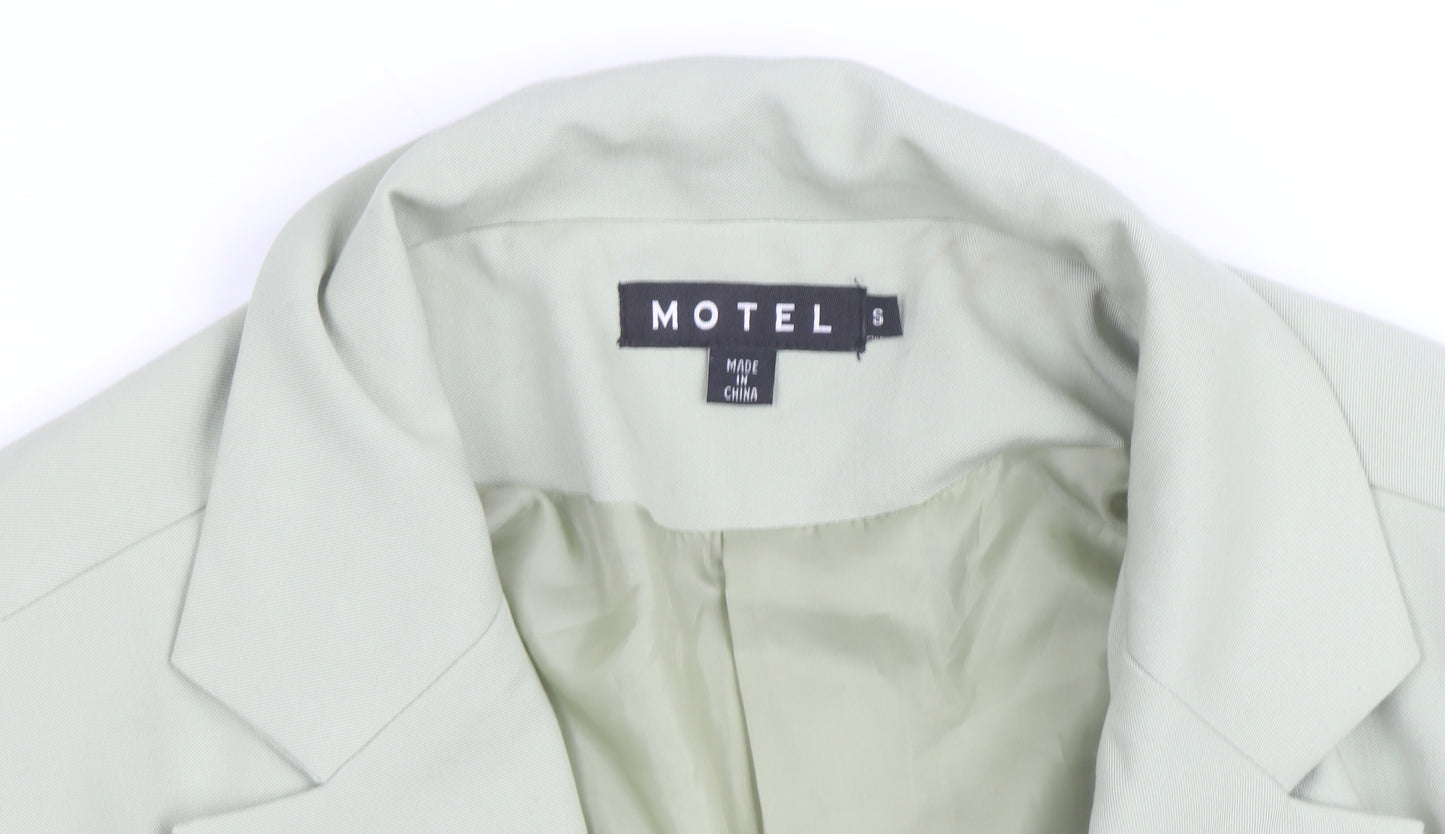 Motel Women's Green Cotton Blend Blazer Jacket Size S