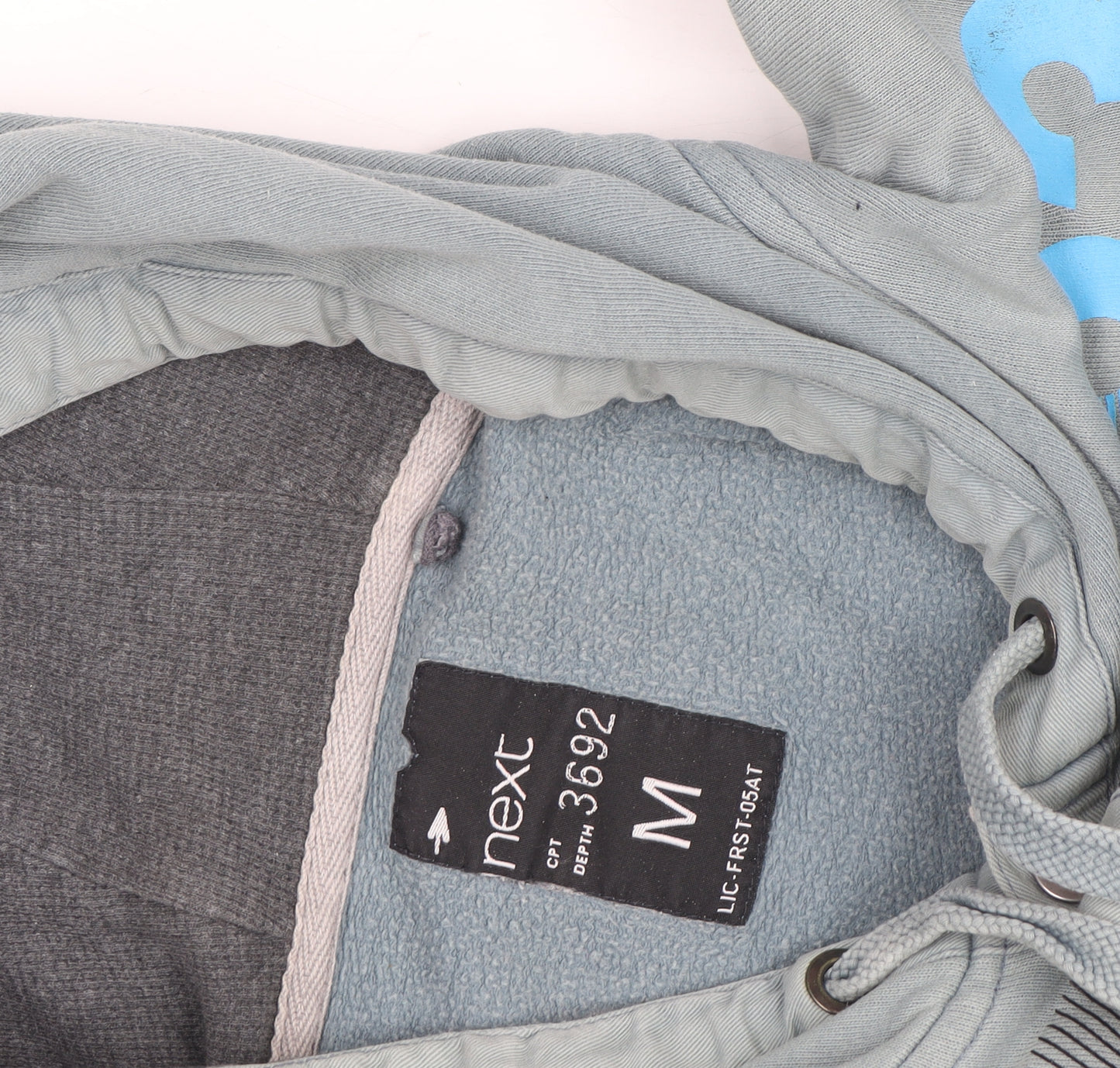 Next Men's Blue Pullover Hoodie M Graphic Print Cotton